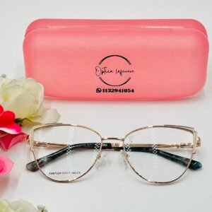 Armazón de anteojos de metal para dama estilo mariposa dorado rosado – P03